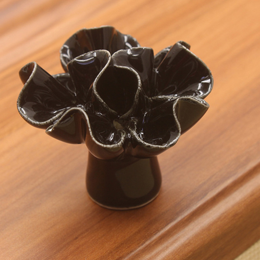 Blumenförmiger Keramik-möbelgriff Für Türen, Schubladen, Schränke Und Kleiderschränke Türgriffbeschläge (schwarz)