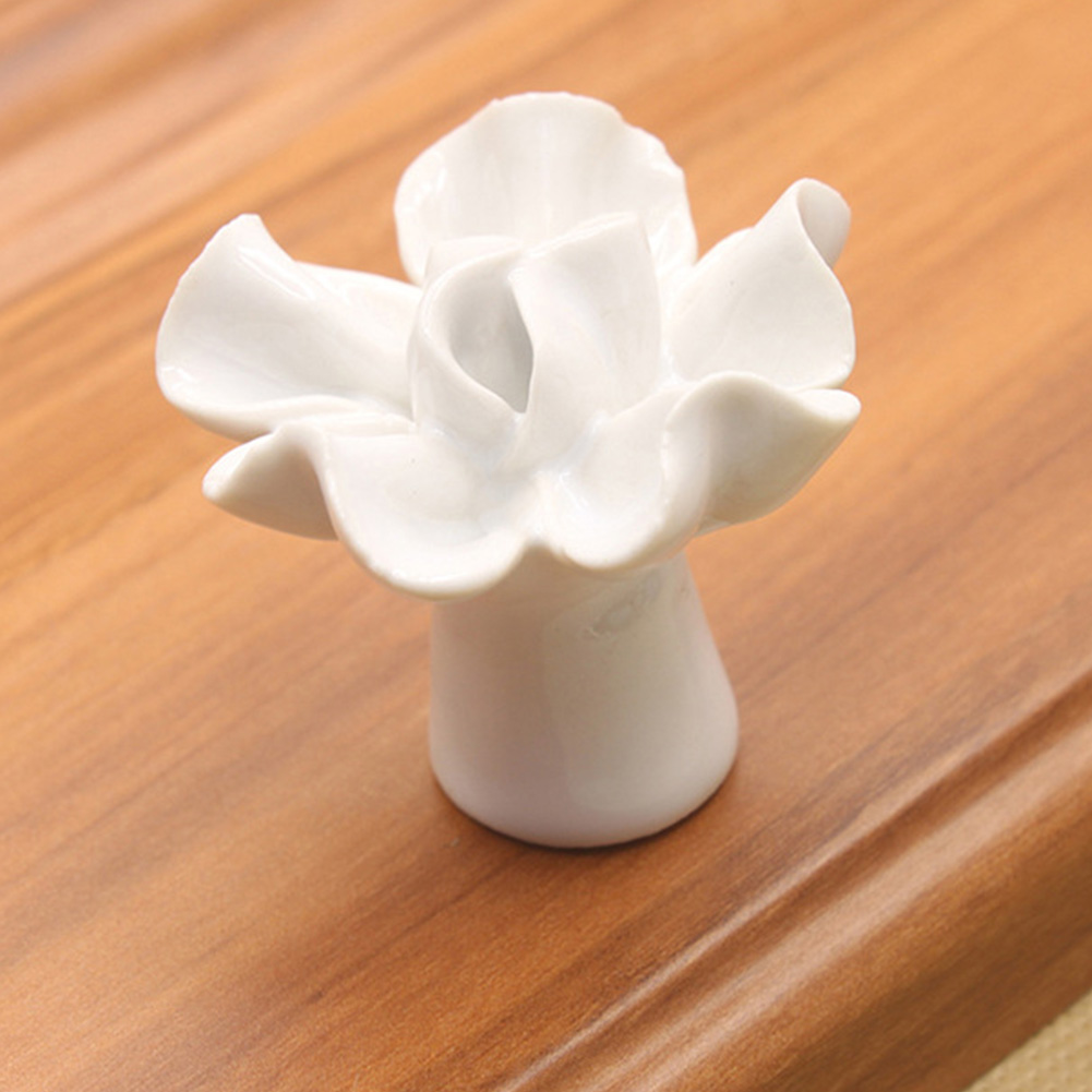 Weißer Keramik-möbelgriff Mit Blumenmuster Für Schrank, Schublade Oder Tür