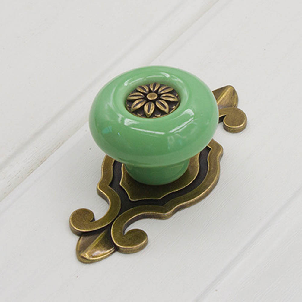 Vintage Keramik-möbelgriff Für Türen, Schubladen, Schränke Und Kleiderschränke - Bronzegrüner Griff (1 Stück)