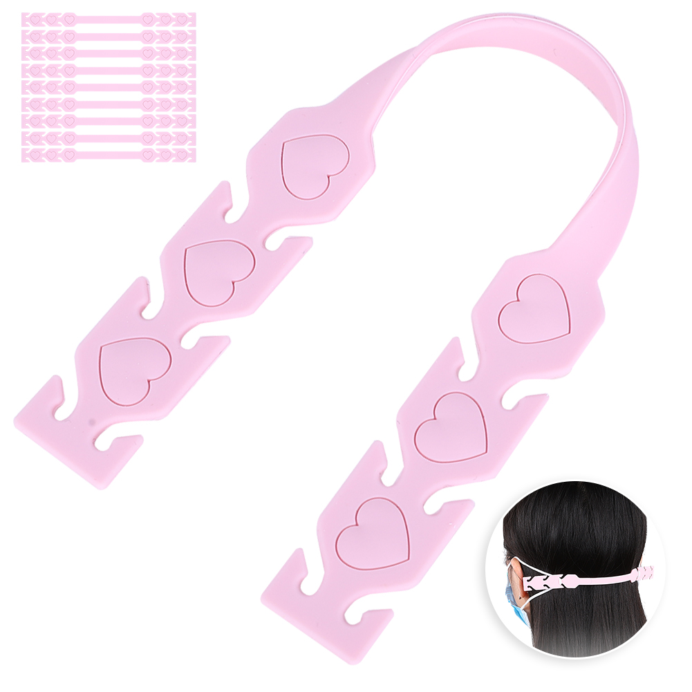 Packung Mit 10 Verstellbaren Silikon-ohrschlaufen Für Gesichtsmasken, Ohrverlängerungen Und Befestigungszubehör, Rosa.
