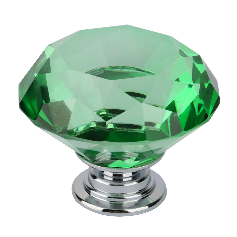 Diamantförmiger Schubladengriff Aus Kristallglas Für Schrank (701 A-40 Grün)
