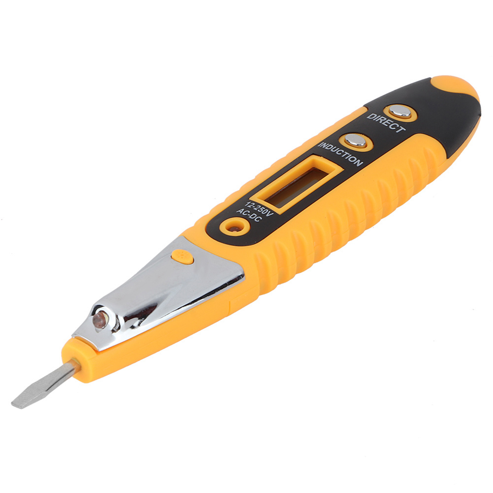 Ac/dc-spannungsprüfer 12–250 V Mit Nachtlicht, Hd-led-stift, Digitalanzeige, Gelb