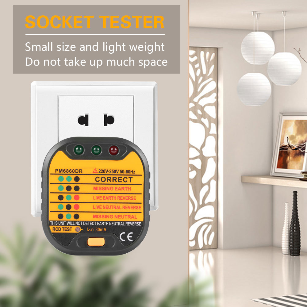 Automatischer 50-60-hz-steckdosenprüfer Pm6860dr Für Den Hausgebrauch, Eu-stecker, Spannungsdetektor, Led-anzeige, Entspricht Den Normen Für Großbritannien, Die Usa Und Die Eu.