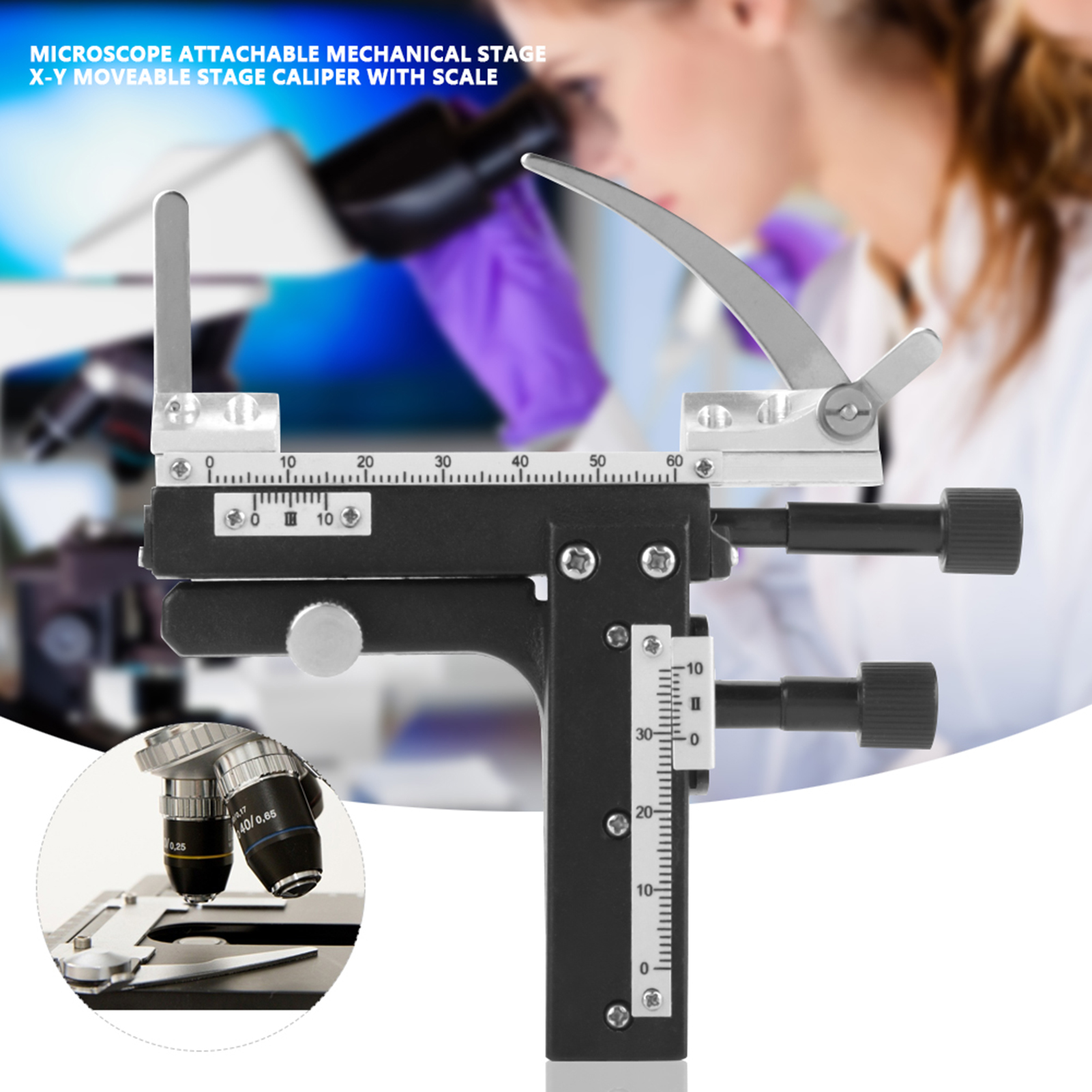 Xy-mikroskop Mit Mechanischem Objekttisch, Graduierung Und Präziser Bewegung