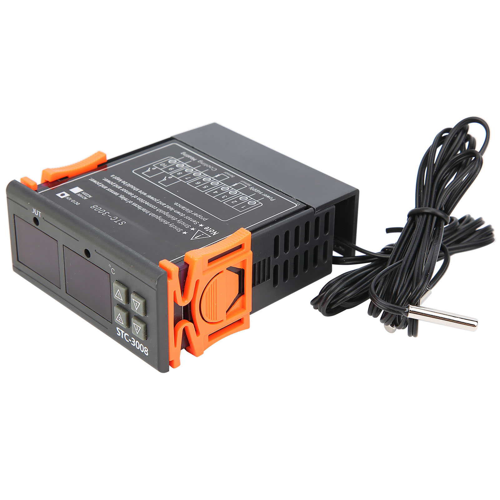 Digitales Thermostat Stc-3008 Mit Doppeldisplay, Ntc-sonde Und Dual-sensor-temperaturregler, 12 V Dc