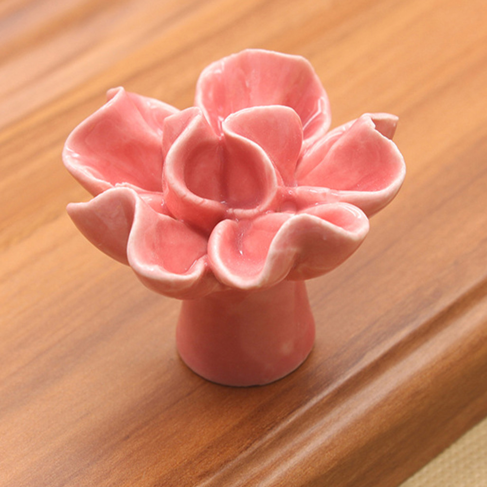 Blumenförmiger Keramik-möbelgriff Für Türen, Schubladen, Schränke Und Kleiderschränke - Griffbeschläge (rosa)