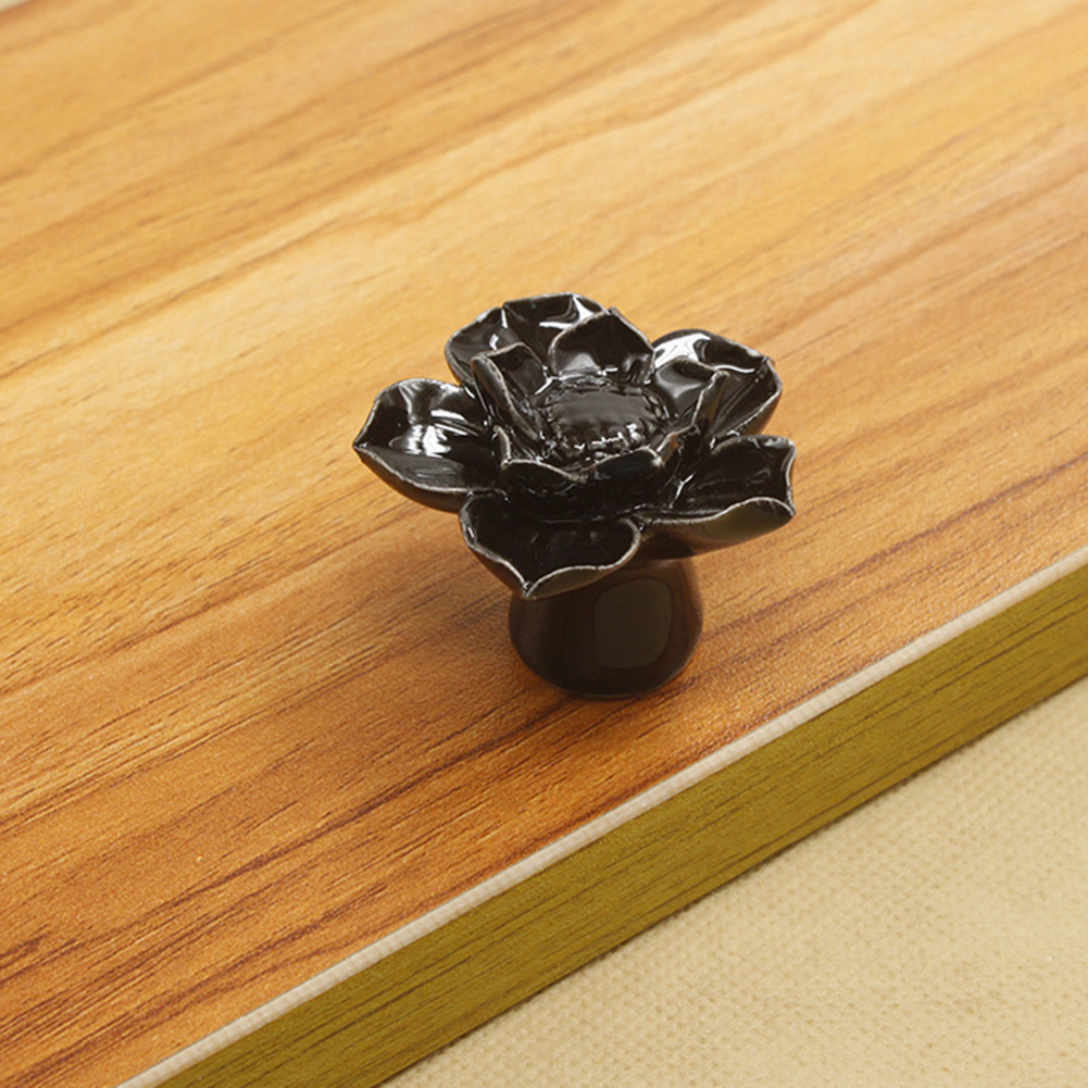 Keramikgriff In Lotusblumenform Für Türen, Schubladen, Schränke Und Regale – Schwarz