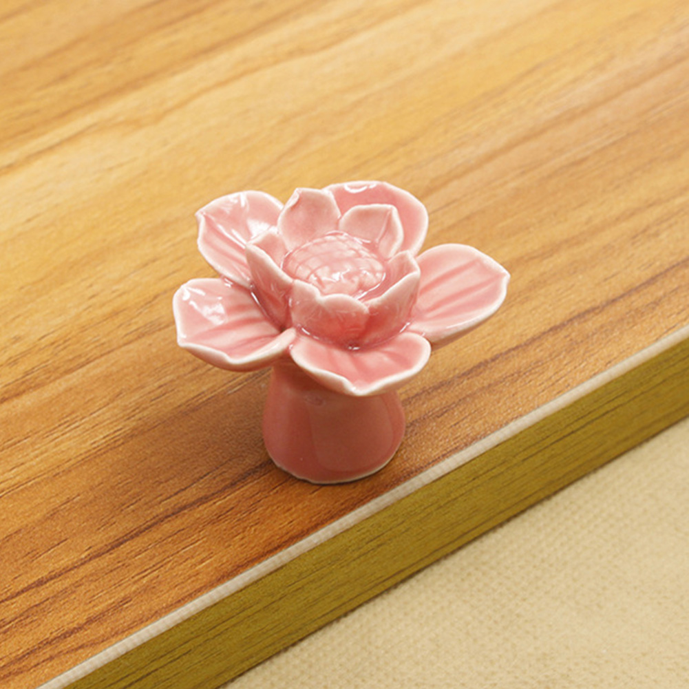 Keramik-türgriff In Lotusform Für Schubladen, Schränke, Kleiderschränke, Möbel (rosa)