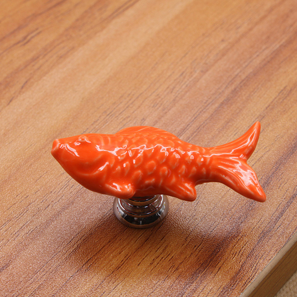 Fischförmiger Keramik-möbelgriff Für Schubladen, Schränke, Kleiderschränke Und Türen (orange)