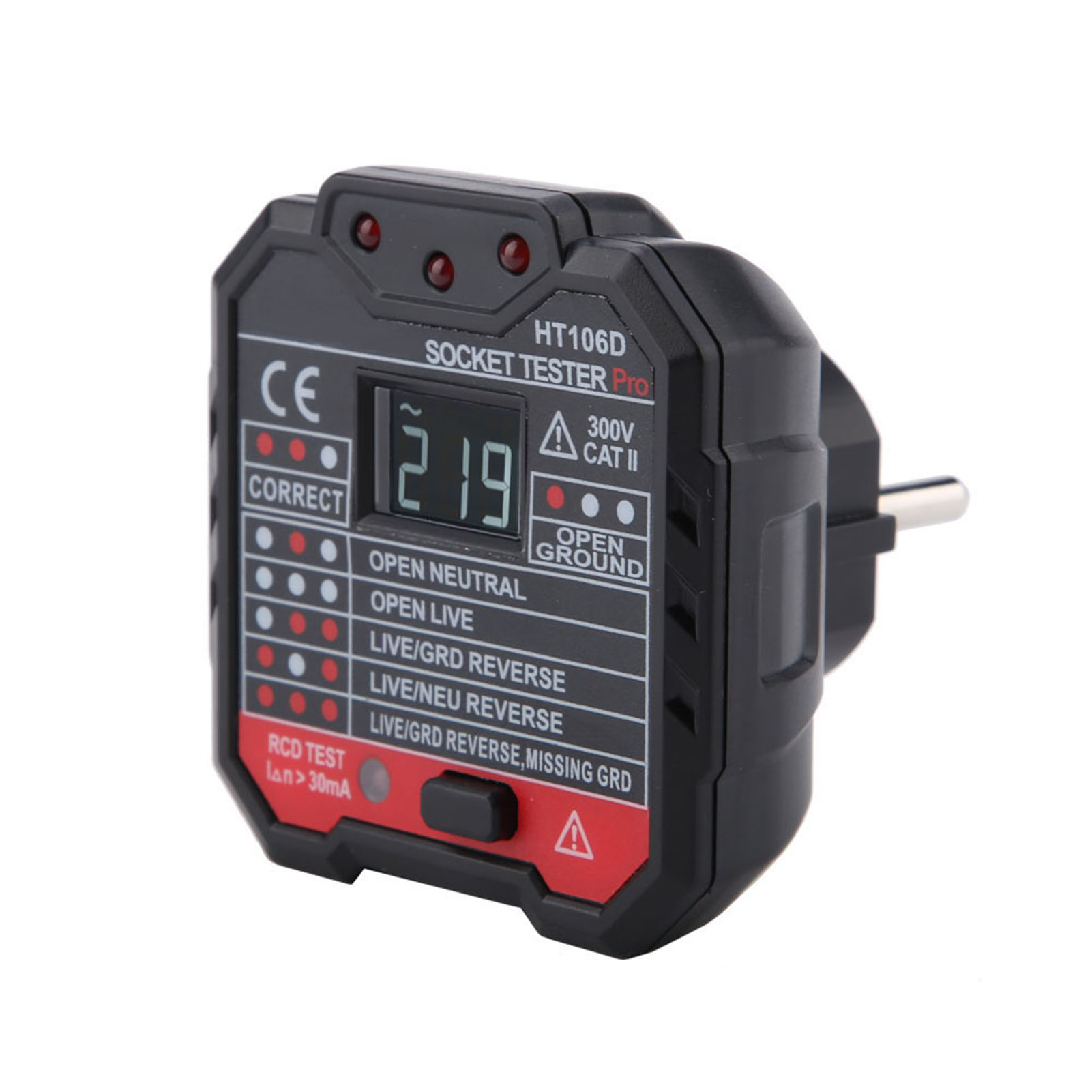 Ht106d Steckdosentester, Multifunktionales Netzfehlerprüfgerät, Diagnosegerät Mit Eu-stecker