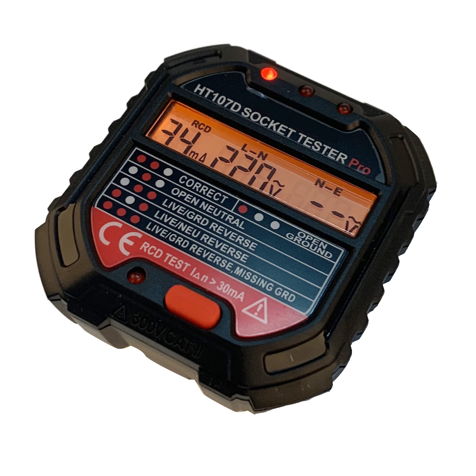 Ht107d Steckdosentester Mit Digitalem Lcd-display, 90–250-v-netzfehlerdetektor, Verdrahtungsprüfer, Diagnosewerkzeug Für Eu-stecker, Spannungs- Und Polaritätstester