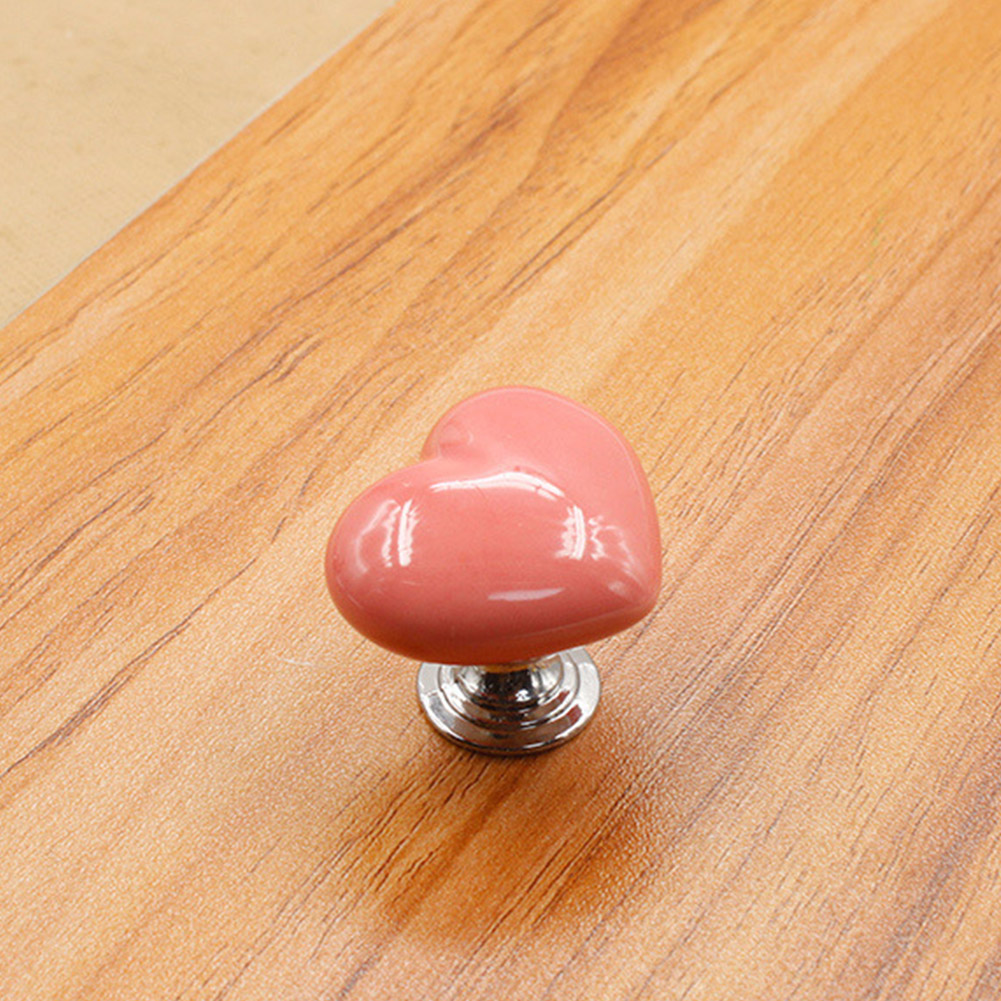Herzförmiger Keramik-türgriff Für Schubladen, Schränke, Kleiderschränke Und Möbel (rosa, Größe S)
