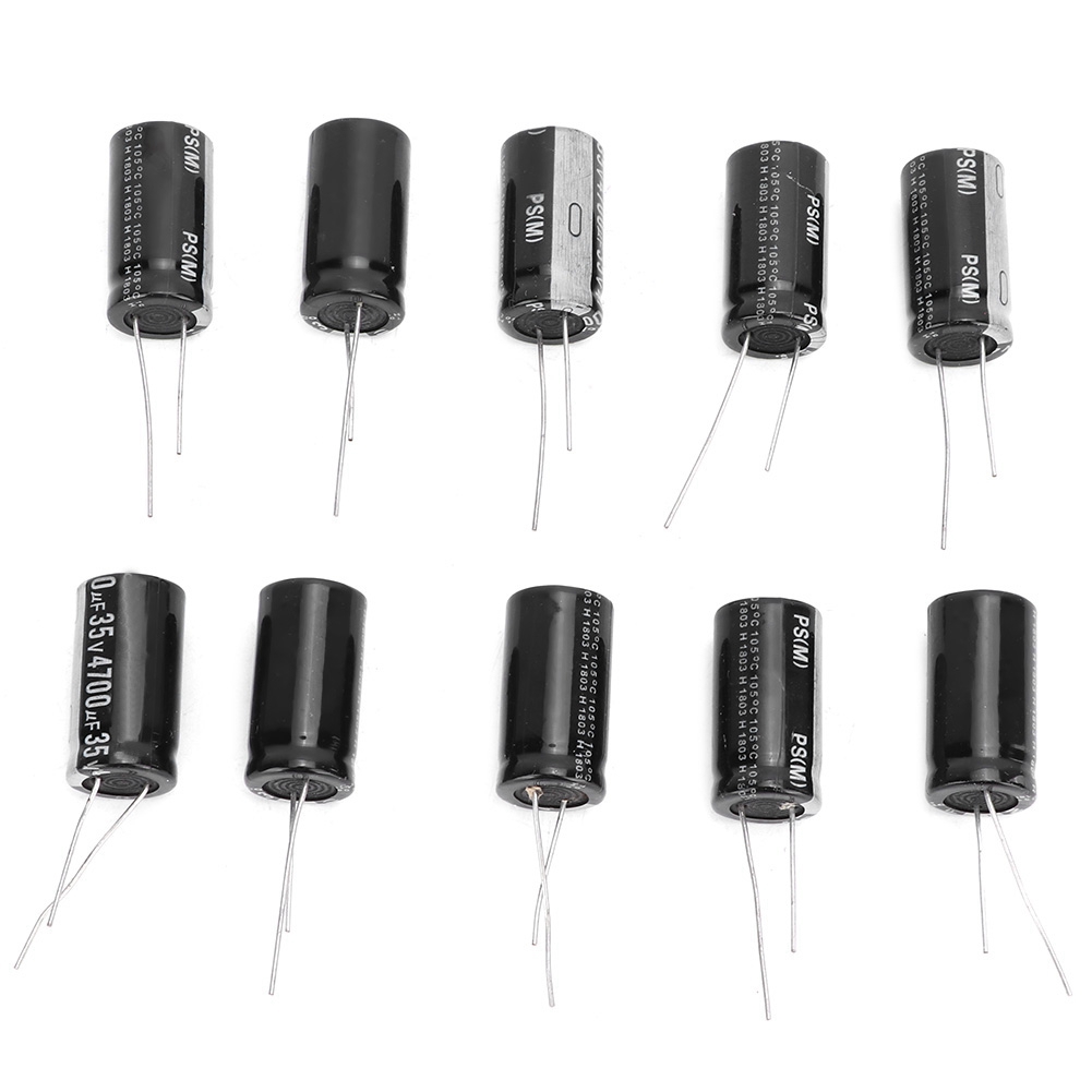 Packung Mit 10 Aluminium-elektrolytkondensatoren, Schwarz, 35 V, 4700 Μf, Standardanschlüsse, 18 X 30 Mm