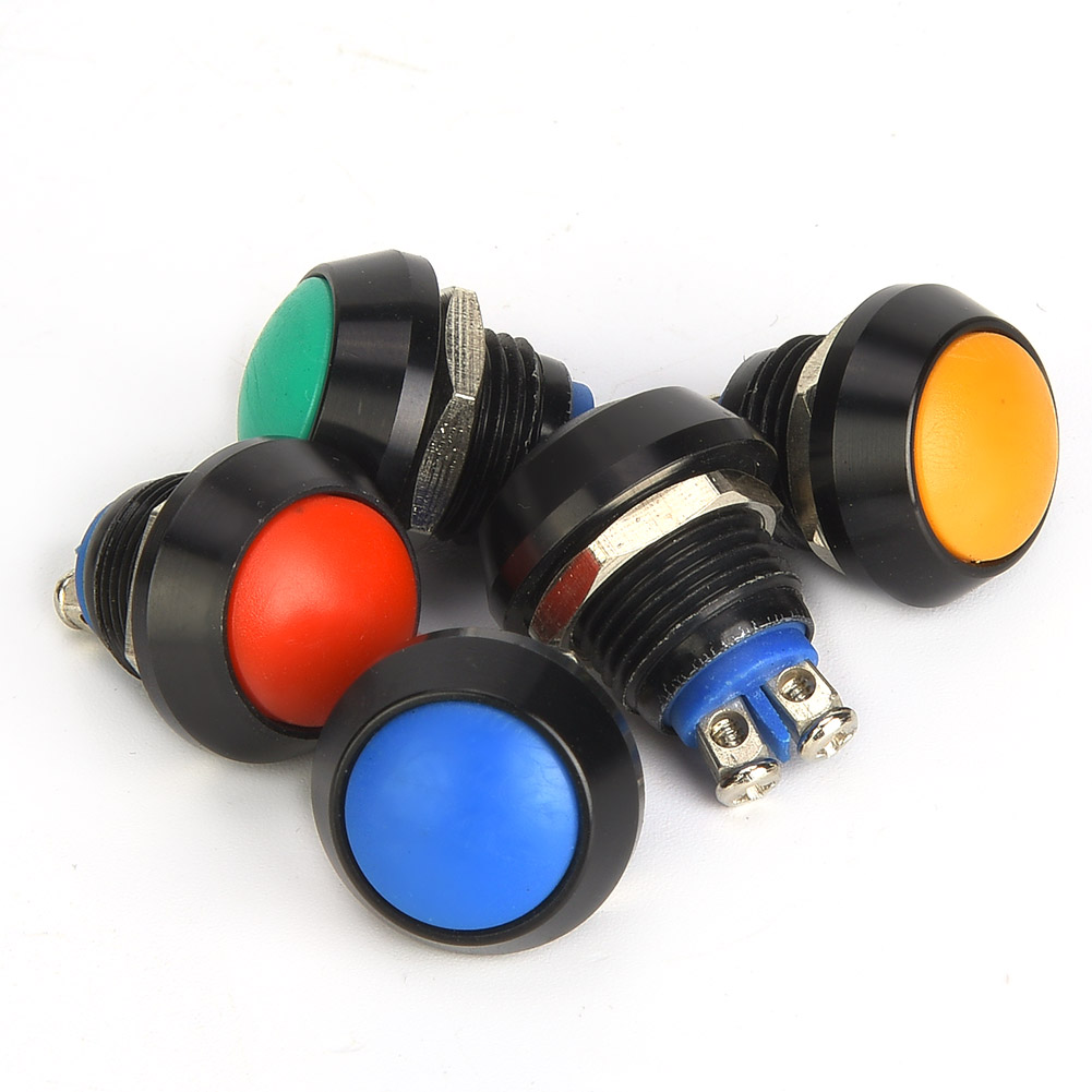 Ip65 12mm 3a/250vac Metall-reset-drucktaster, 5er-pack Mit Muttern (rot, Grün, Gelb, Blau, Schwarz)