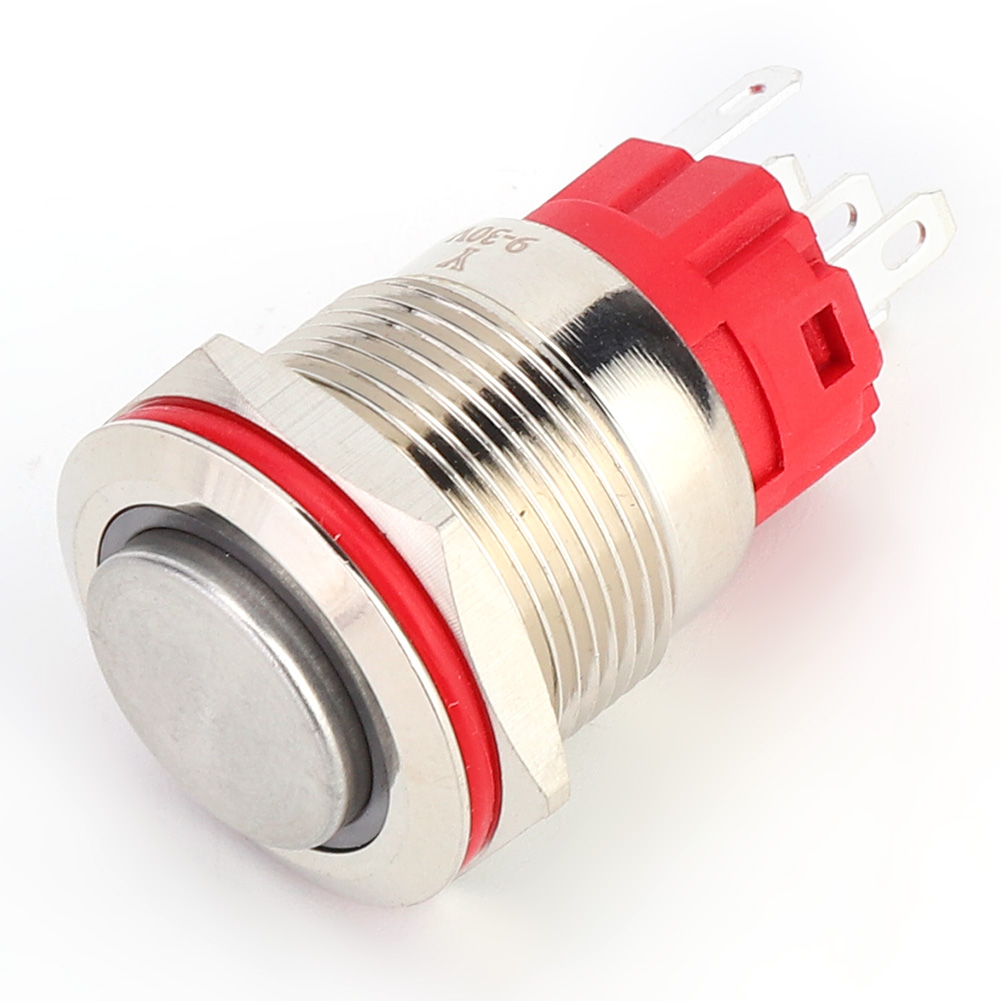19 Mm Metall-drucktaster Dc9-30v 1no 1nc Selbstverriegelnd Mit Gelber Kontrollleuchte (erhabener Ring)