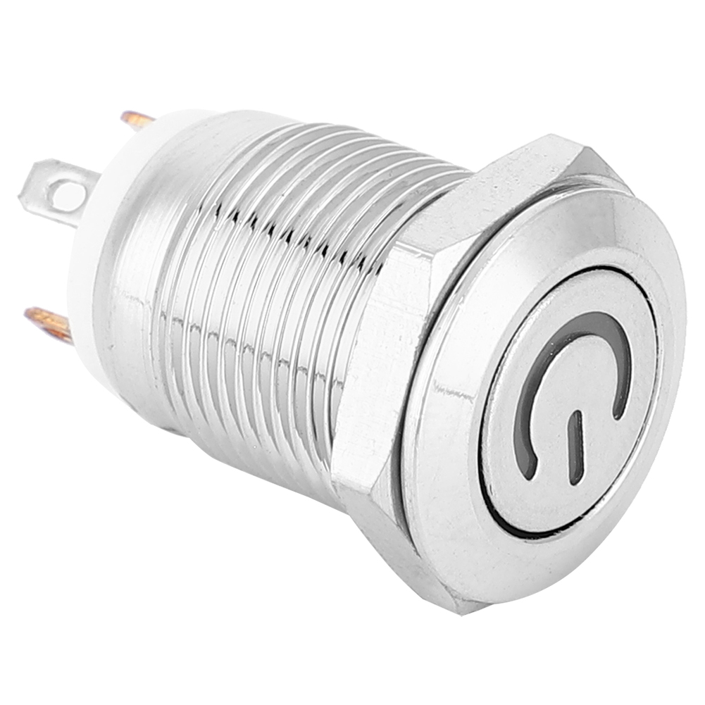 12-mm-metall-drucktaster Mit Betriebssymbol, Weißer Led-anzeige, Automatischer Rückstellung, 1 Schließerkontakt, 24 V