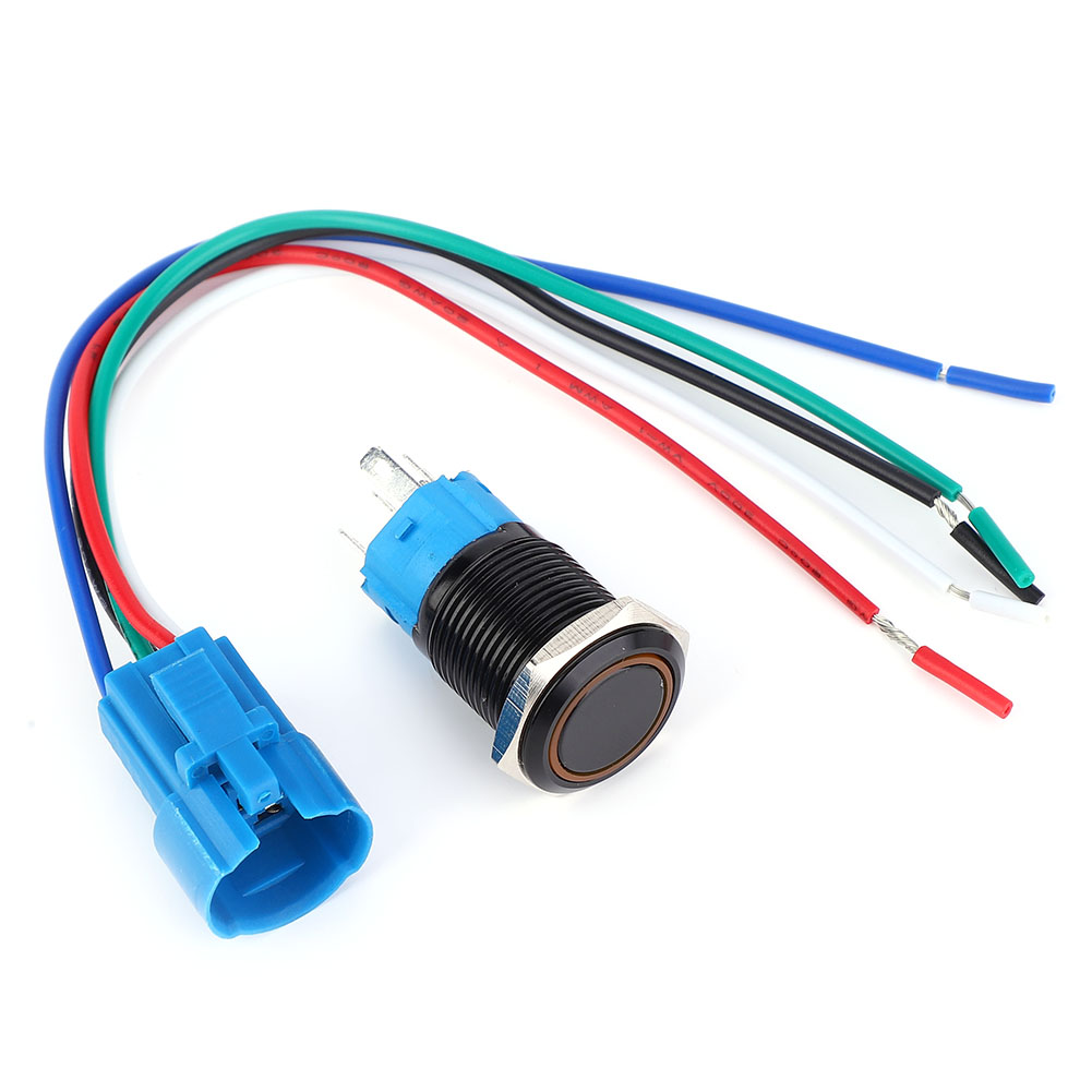 16-mm-5-poliger Selbstrückstellender Metall-drucktaster (1ö1sch), 12 V Dc, Mit Gelber Kontrollleuchte, 2er-packung