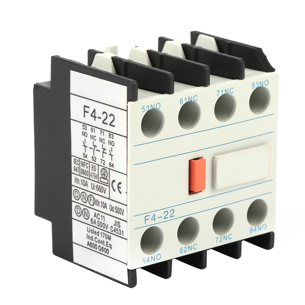 Wechselstromschütz Ladn22 F4-22, Hilfskontaktblock 2 Öffner 2 Schließer, Kompatibel Mit Schützen, 220 V, 50/60 Hz