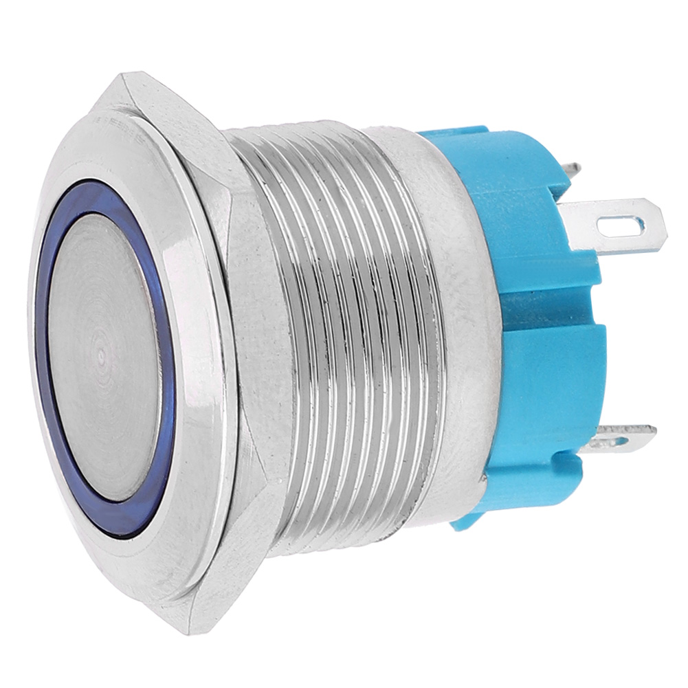 Selbstverriegelnde Drucktaster, 22 Mm, Mit Leuchtring, Schutzart Ip65, Für Boot/auto, Blau, 12–24 V Dc