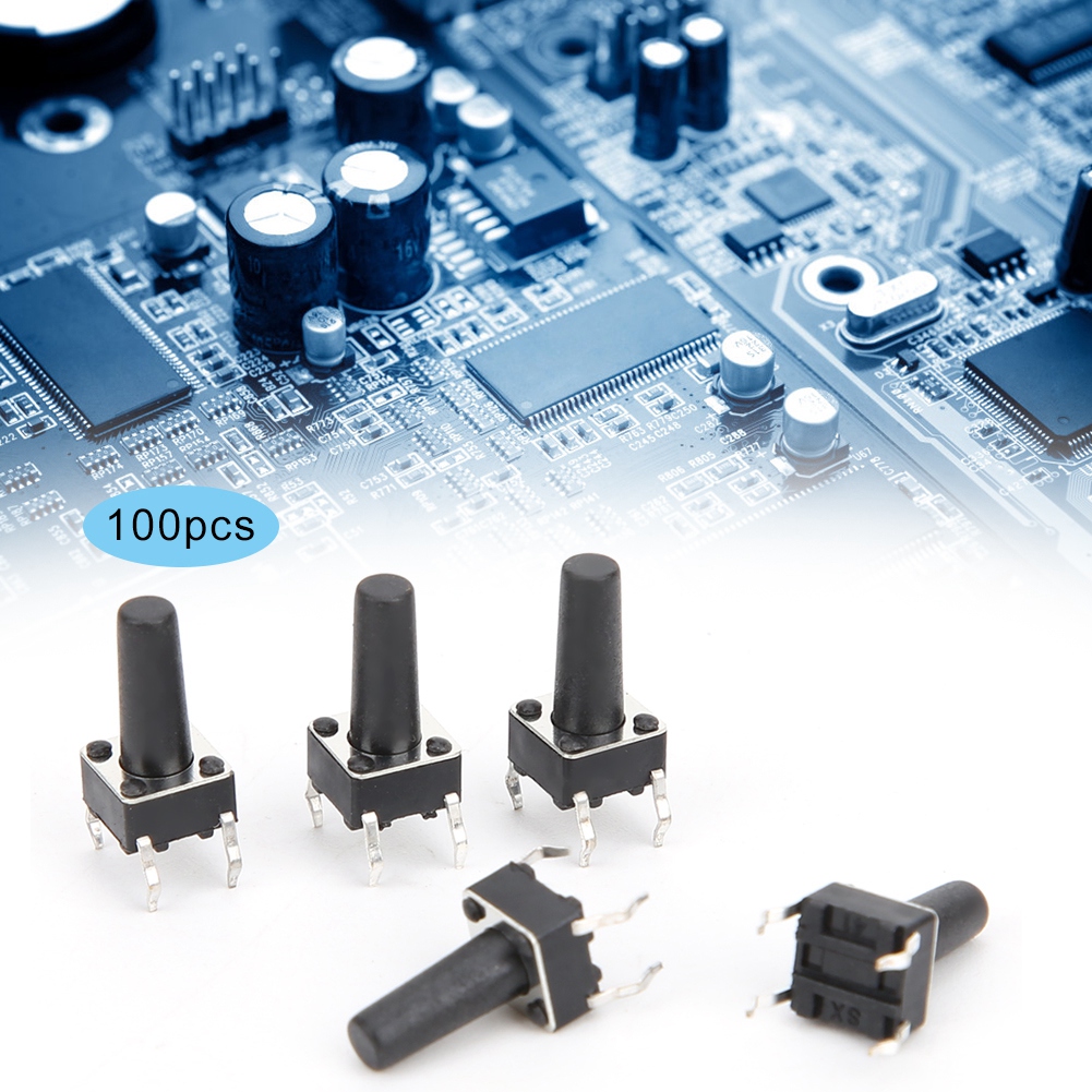 Momentaner Berührungsschalter, 100 Stück, Kompakter Druckknopf Aus Technischem Kunststoff, Dip 12v Dc, 6x6x12mm, Für Leiterplattenmontage