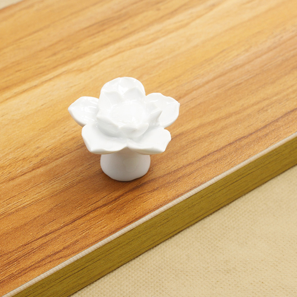 Keramik-möbelgriff In Lotusblumenform Für Türen, Schubladen, Schränke Und Regale (weiß)