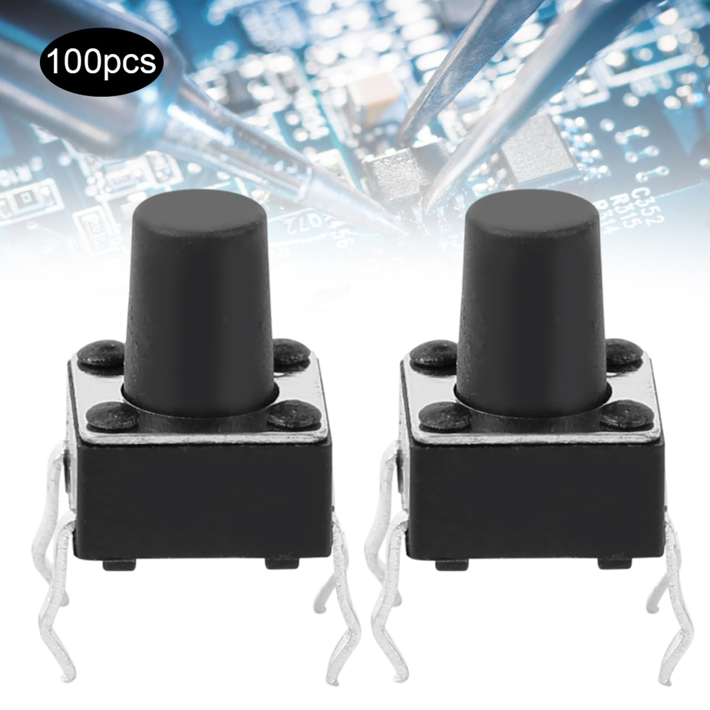 Momentaner Tastschalter, 100 Stück, Mini-mikro-drucktaster 6x6x8mm, Schalterzubehör Für Elektronikprojekte