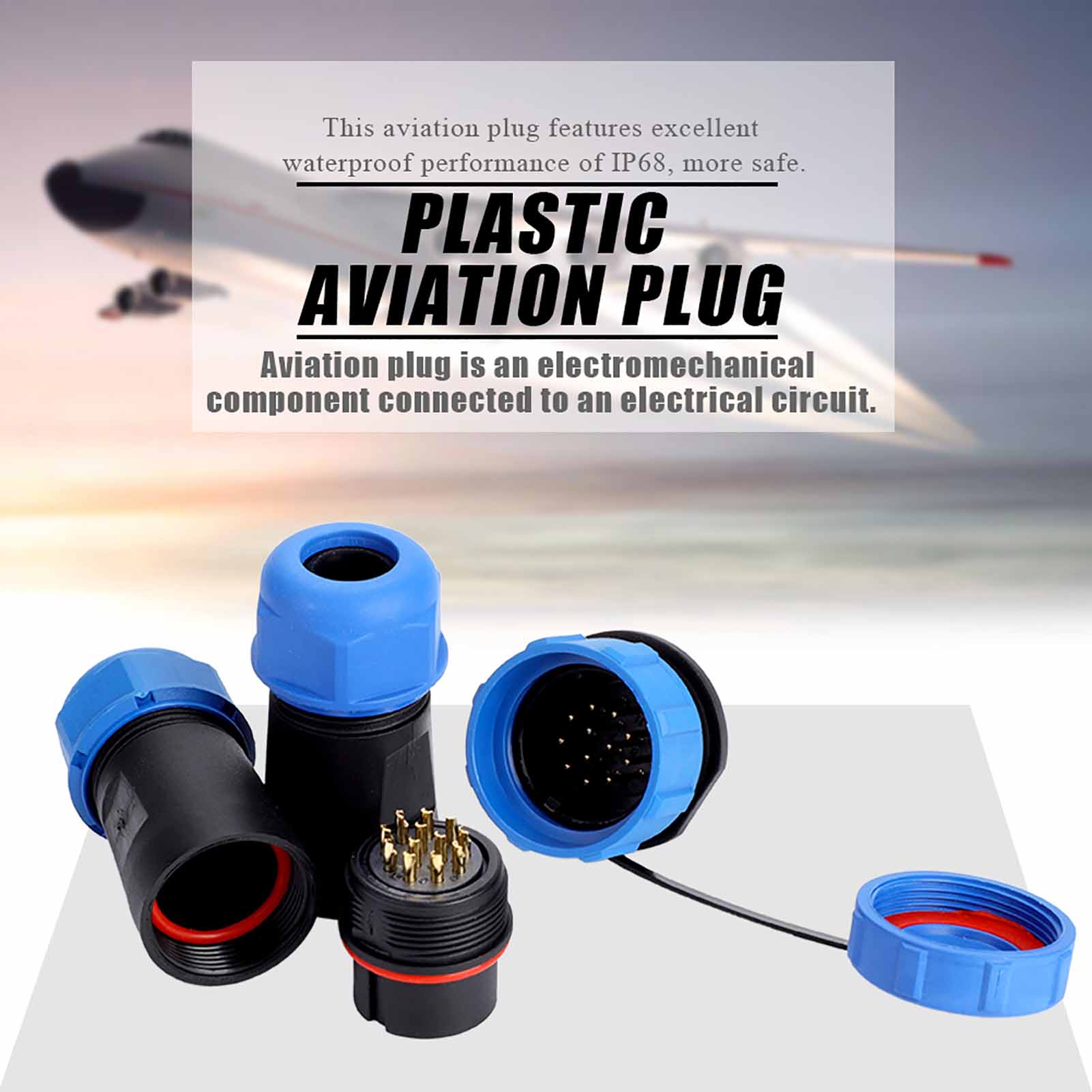 Ip68 Wasserdichter Sp21 12-poliger Stecker, Kunststoff-flugzeugstecker, Inline-kabelstecker, 12-polig
