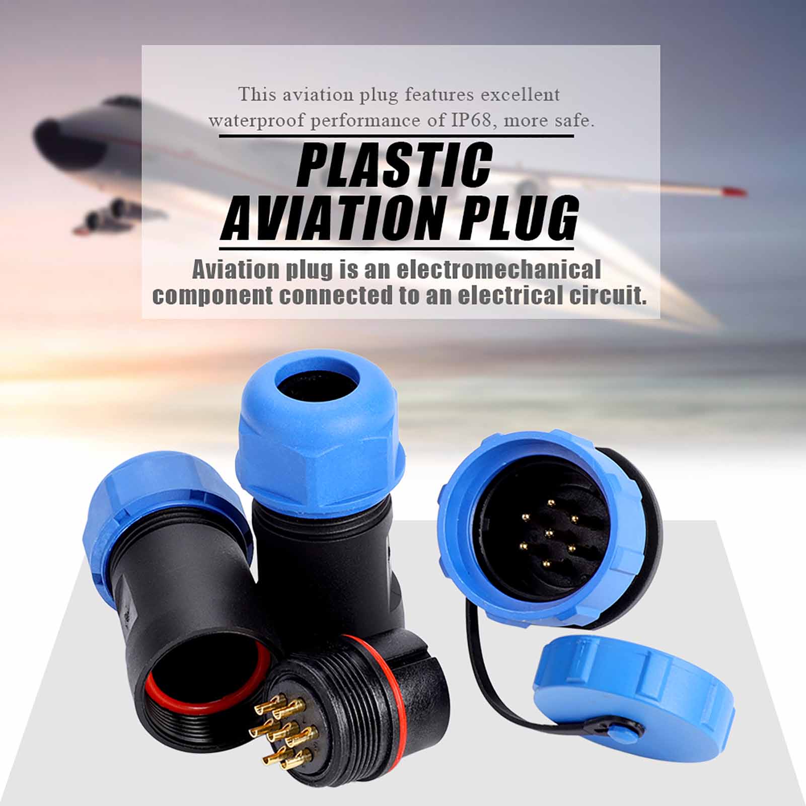 Wasserdichter 7-poliger Flugzeugstecker (ip68), Inline-kunststoffkabelstecker, 7-polige Buchse, Für Industrielle Anwendungen