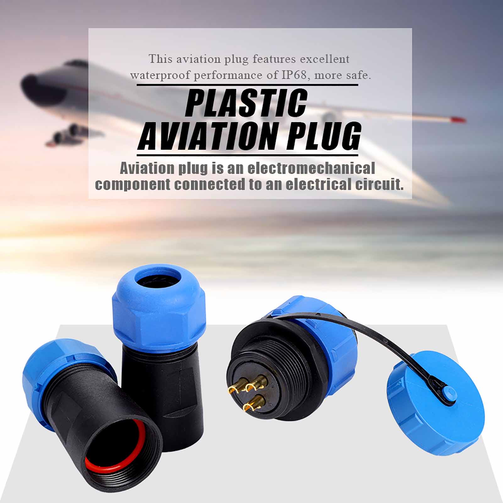 Wasserdichter Sp21 3-pin-stecker (ip68), Kunststoff-flugzeugstecker, Inline-kabelstecker, 1 Stück