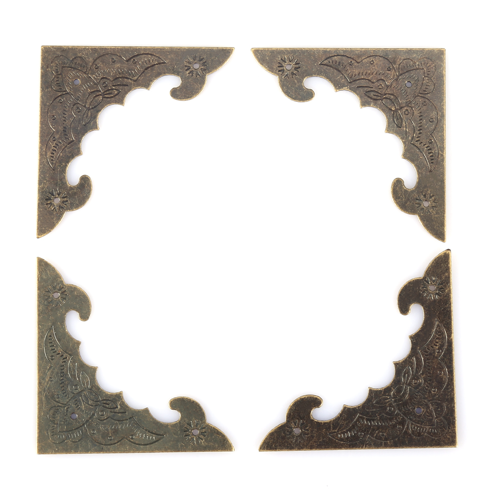 12-teiliges Set Aus Dekorativen Eckenschützern Und Kantenschutzleisten Aus Holz Für Schmuckkästchen In Bronze