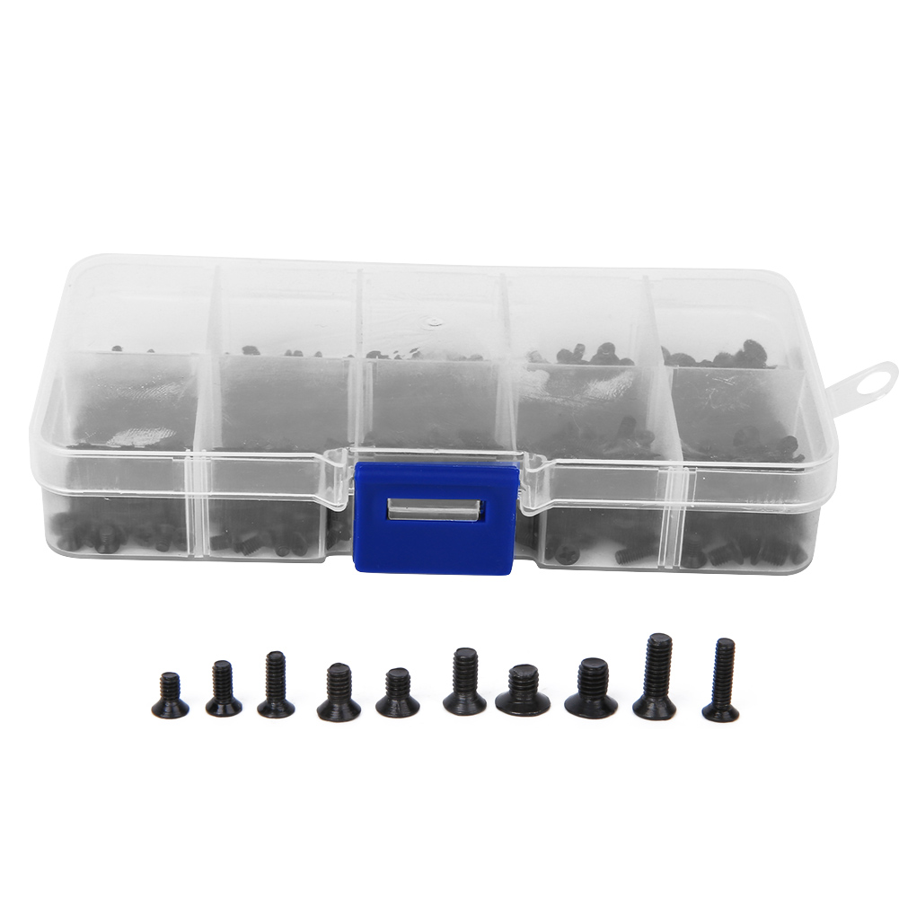 Schwarze Schlitzschrauben Mit Flachem Kopf, Kohlenstoffstahl, Elektronikbefestigungen, Packung Mit 500 Stück.