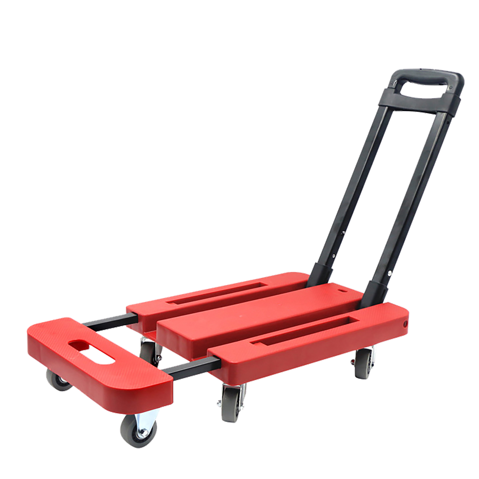 Roter, Faltbarer Transportwagen, 10 Cm Ausziehbare Basis, 6 Geräuscharme Gummiräder, Robuste Und Rutschfeste Lager.