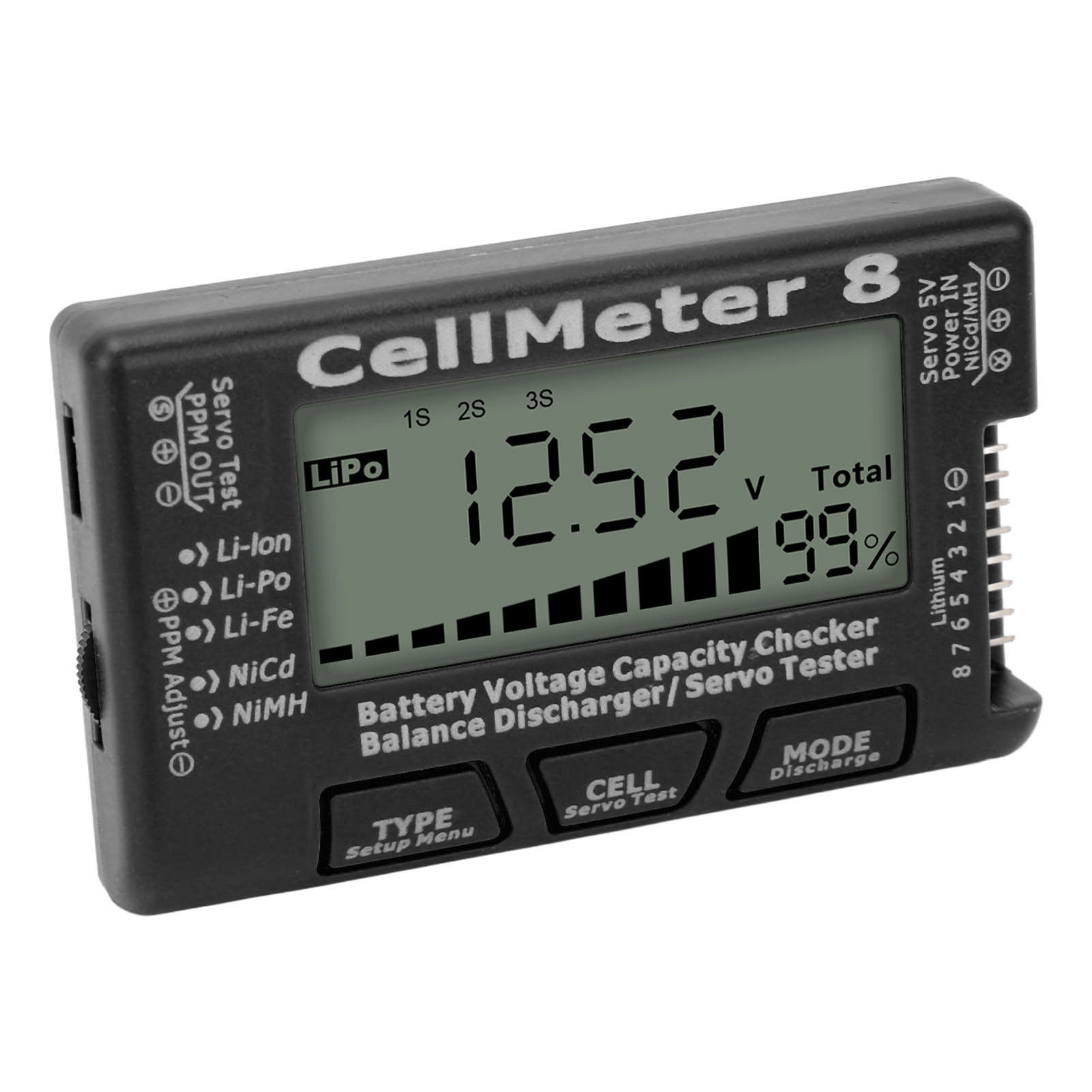 Digitaler Akku-kapazitätstester, Detektor, Akku-balance-tester, Servo-tester Für Lipo-akkus, Schwarz