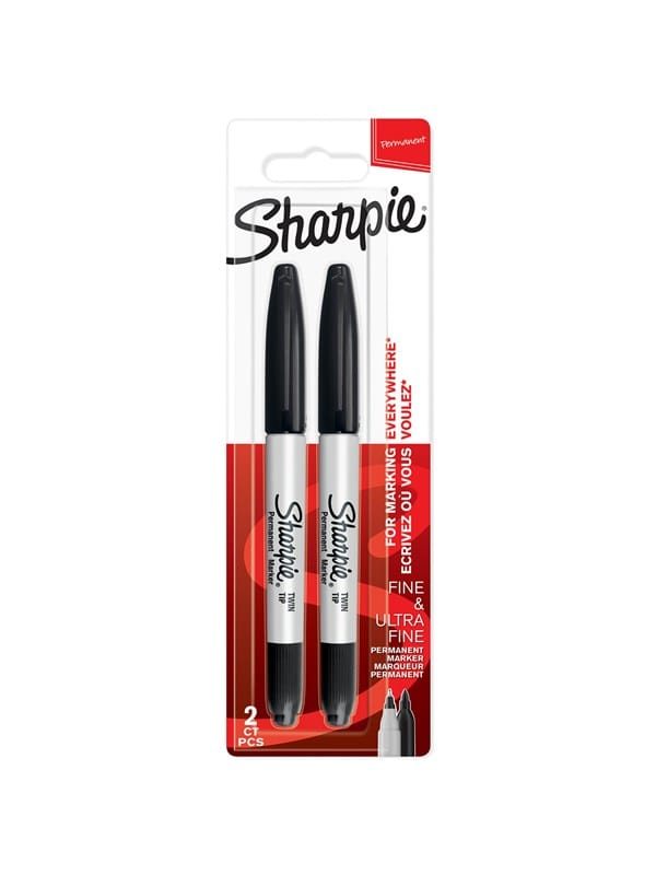 Sharpie Doppelseitiger Permanent Marker | Marker Stifte mit Doppelspitze (Fein & ultrafein) | schwarz | 2 Stück