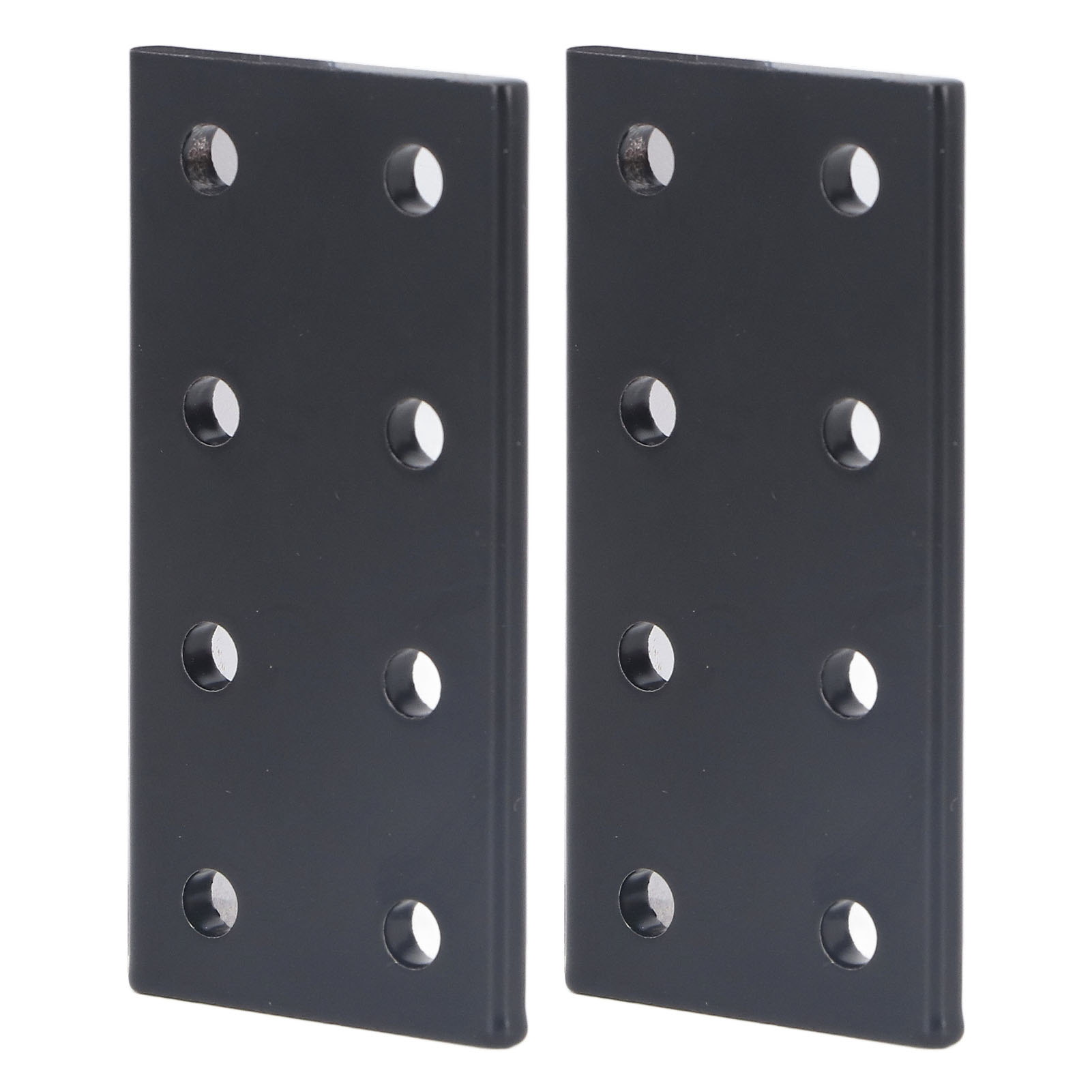 Set Aus 2 Rechteckigen 8-loch-verbindungsplatten Aus Aluminiumlegierung Für Tisch Und Bett, Schwarz.