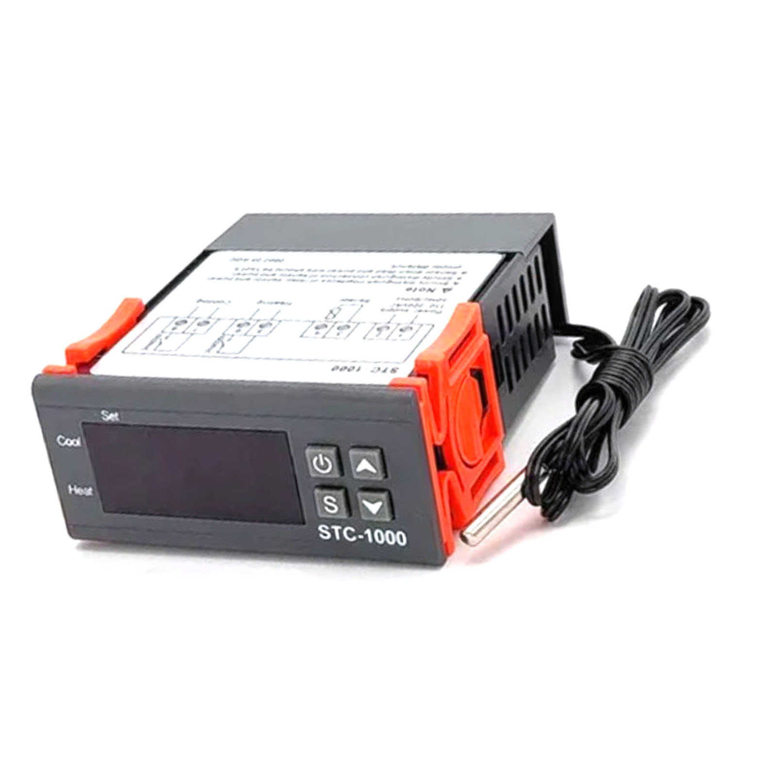 Schwarzer Digitaler Thermostat, 110-220 V, Mit Einstellbarer Heiz- Und Kühlfunktion Und Alarmfunktion.