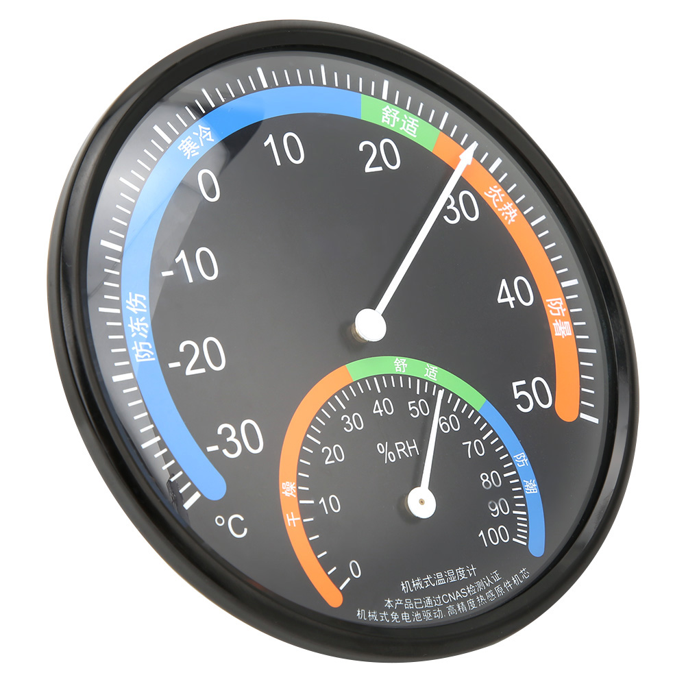 Rundes Innen-/außenthermometer Mit Hygrometer, Temperatur- Und Feuchtigkeitsanzeige Th101 Schwarz