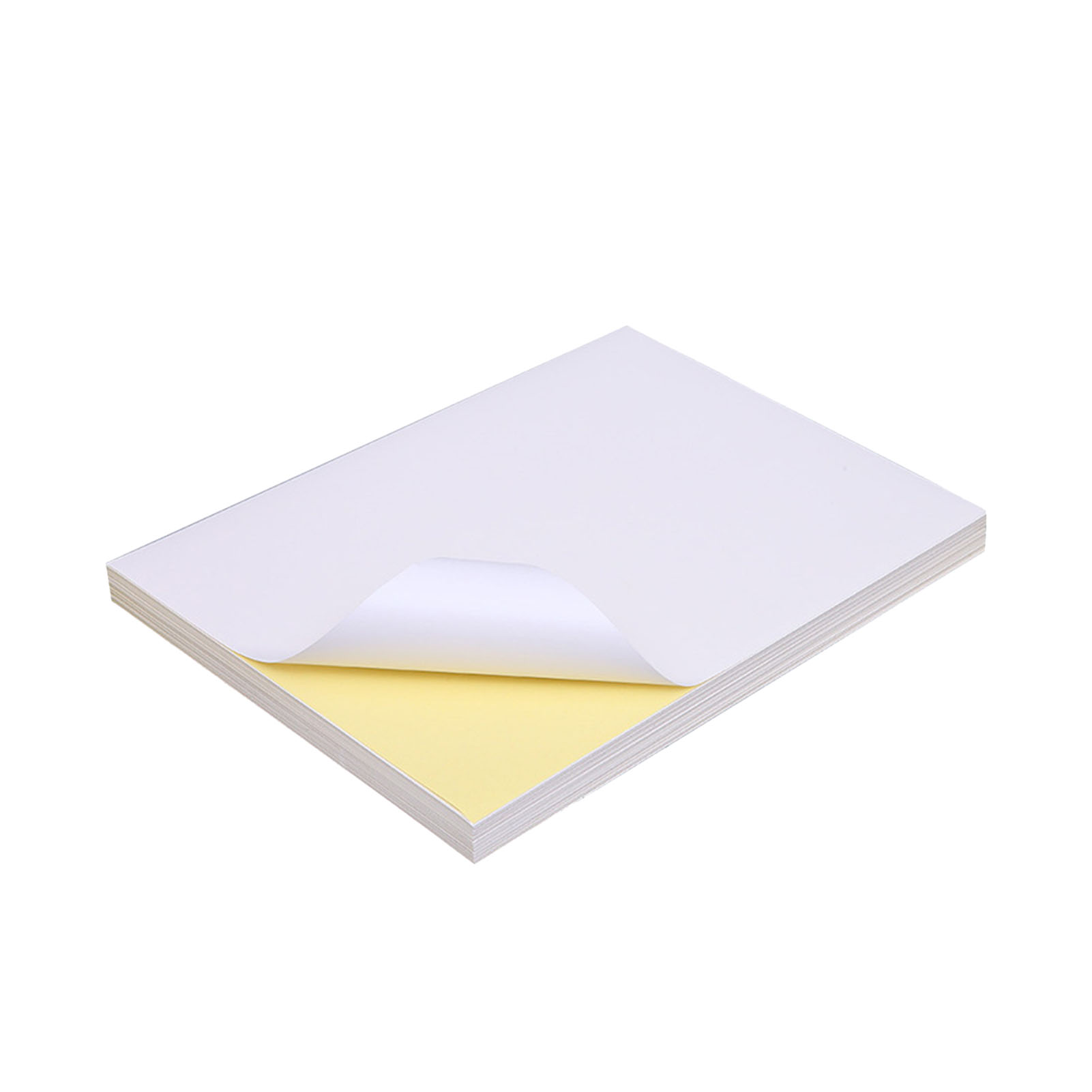 100 Blatt A4-selbstklebepapier, Matte Oberfläche, Praktisch, Für Bedruckbare Etiketten, Weiß, Blanko, Gelber Hintergrund