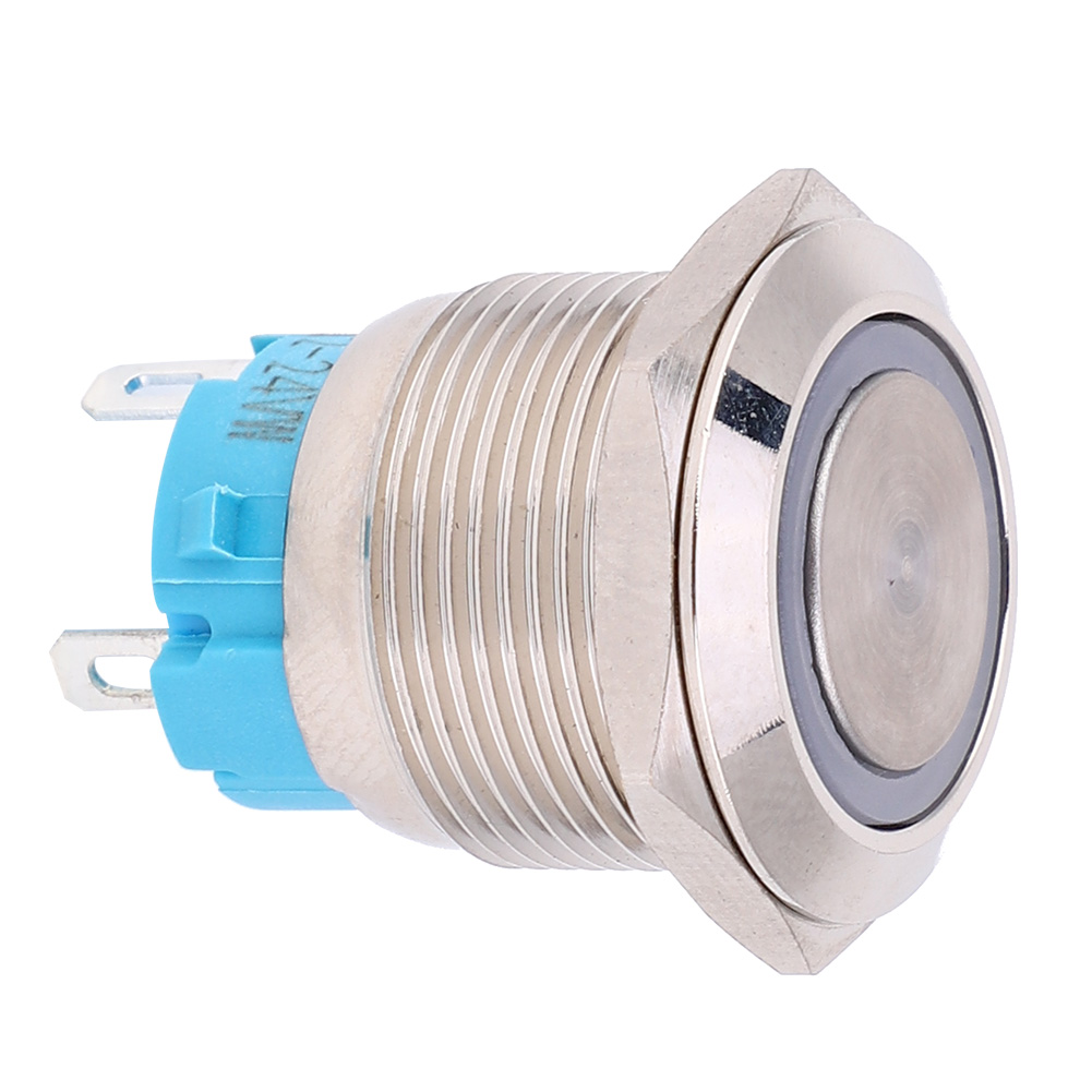Selbstverriegelnder Metall-drucktaster 19 Mm 12–24 V Dc, 2 Stück, 1 Schließer, 4-polig, Weiß