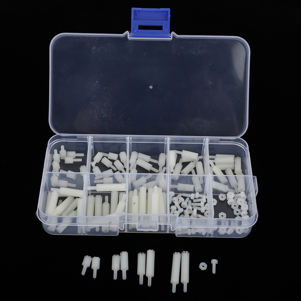 140-teiliges Set Aus M2 Nylon-kreuzschlitz-senkkopfschrauben, Sechskantmuttern Und Verschiedenen Männlichen/weiblichen Distanzstücken (weiß)