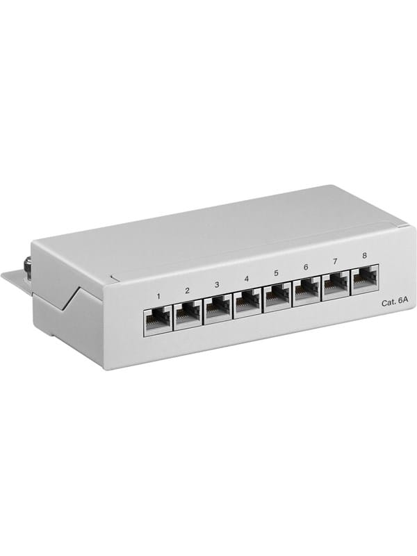 Pro CAT 6a Mini/Desktop Patch Panel 8 Port grey - ST - Grau