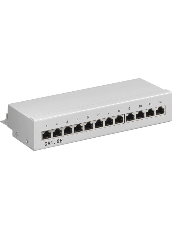 Pro CAT 5e Mini/Desktop Patch Panel 12 Port grey