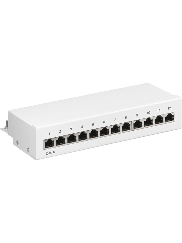 Pro CAT 6 Mini/Desktop Patch Panel 12 Port white - Weiß