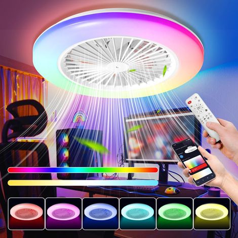 Rgb-deckenventilator Mit Licht Und Fernbedienung – 49 Cm Durchmesser – Intelligente Led-deckenleuchte