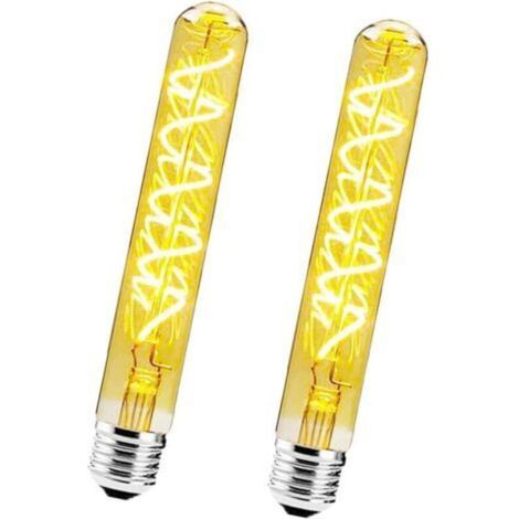 Set Mit 2 Dimmbaren 4w Led-glühbirnen Im Edison-stil Mit Spiralglühfaden, E27 T30 Fassung, Bernsteinfarbenes Glas, Warmweißes Licht (2700k), Vintage-retro-dekorationsglühbirne Im Edison-stil Für Resta