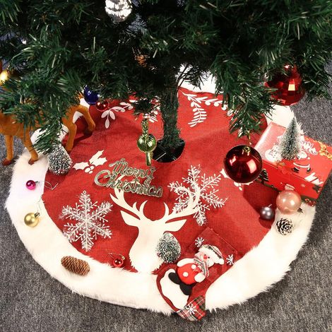 Weihnachtsbaumdecke, Schneeweiße Baumdecke Aus Kunstfell, Rot/weiße Weihnachten, Künstliche Weiße Baummatte, Weihnachtsbaumdecke Für Weihnachtsdekorationen (92 Cm/36 Zoll)