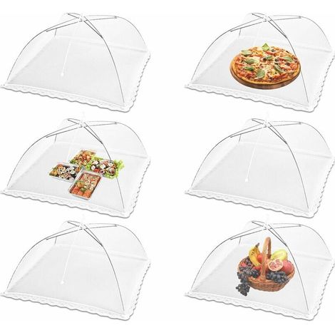 Set Mit 6 Faltbaren Netz-lebensmittelabdeckungen – Insekten- Und Fliegenschutz – Maße 43 X 43 Cm – Für Grillabende Und Picknicks