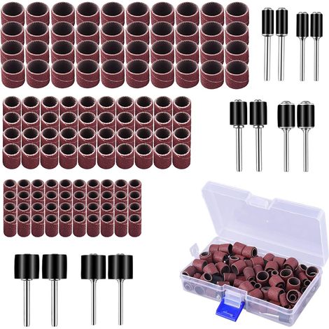 Zolginah 132-teiliges Schleiftrommel-set Mit Gratis-box, Inklusive 120 Schleifbändern Und 12 Trommeldornen Für Dremel-rotationswerkzeuge