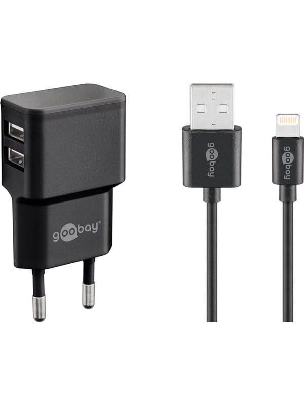 Pro Dual Apple Lightning charger set 2.4 A black 1 m