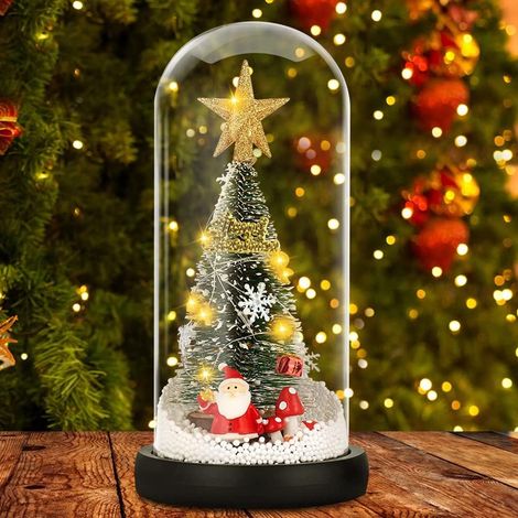 Miniatur-weihnachtsbaum, Weihnachtsbaum In Glaskuppel, Künstlicher Sisalbaum Mit Led-lichterkette, Mini-weihnachtsbaum Zur Weihnachtsdekoration, Weihnachtsgeschenk Für Familie Und Freunde
